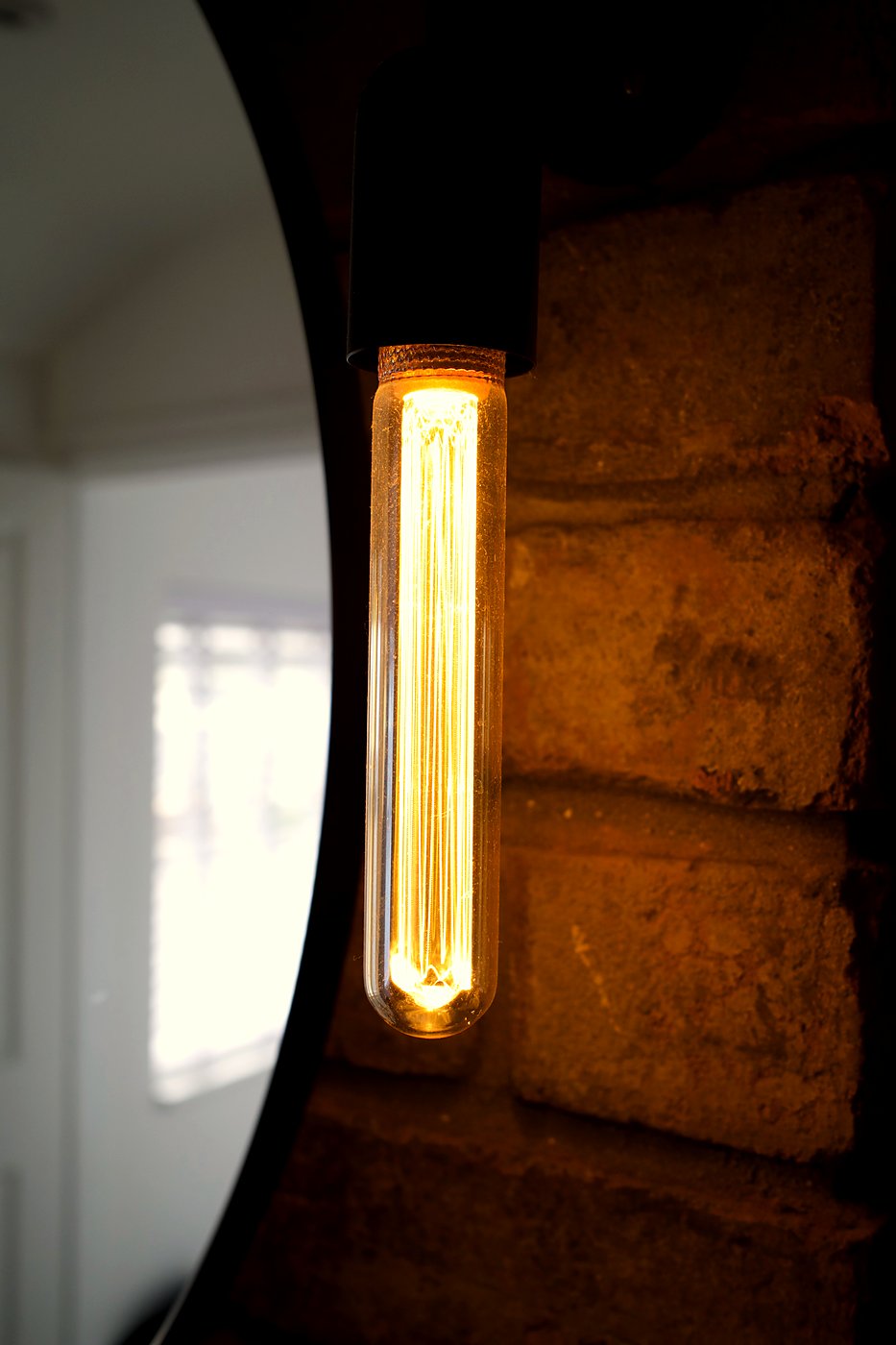 Edison tube feature lighting close-up, bespoke lighting design by Livvingale in Cardiff