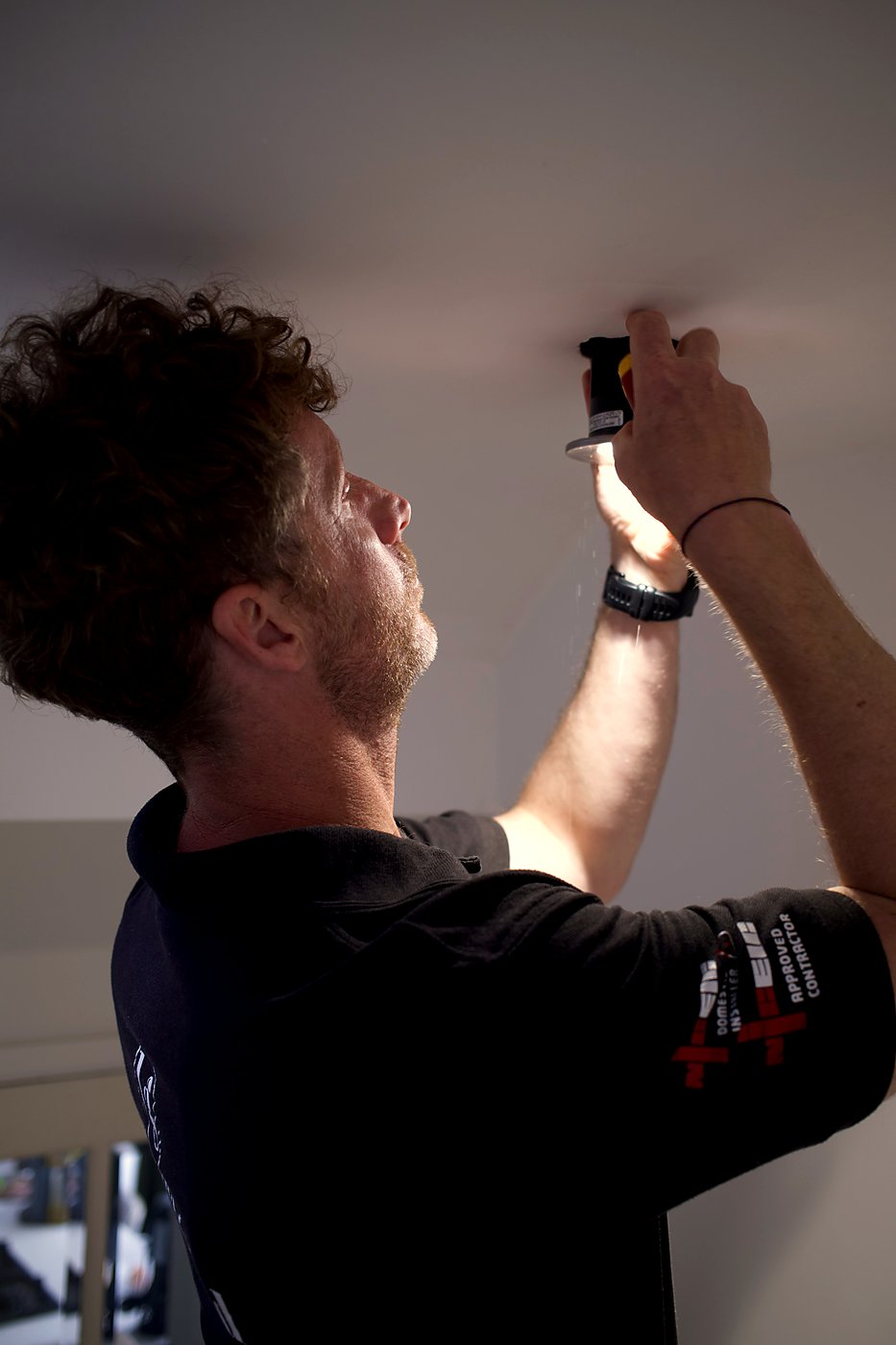LED downlight installation in progress on a domestic project in Cardiff — Livvingale electrician